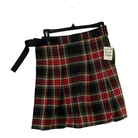 NWT bp Pride Pleated 100% Cotton Twill Skirt in red laurel size small - Picture 1 of 10